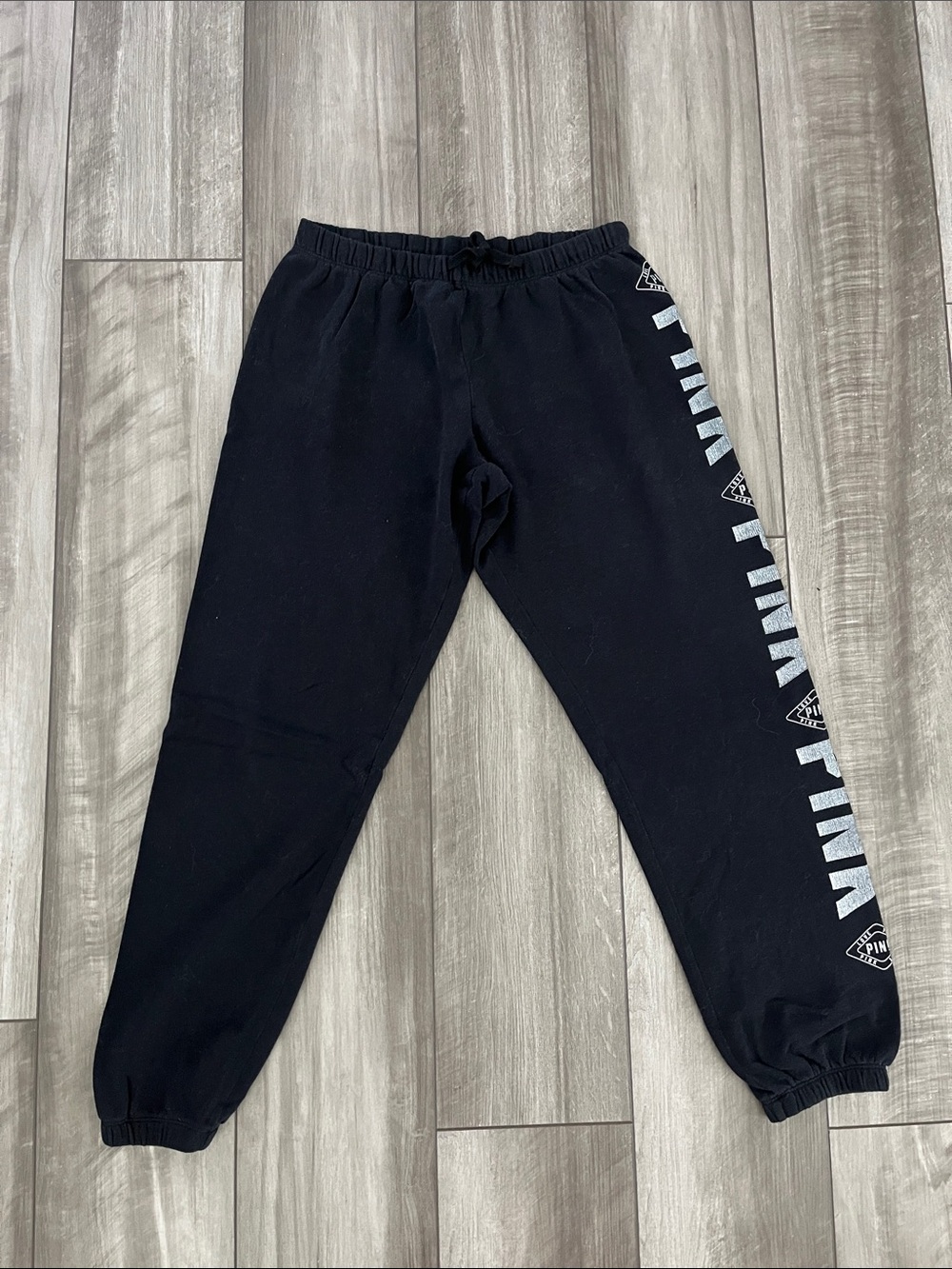 PINK Victoria's Secret Black Graphic Side-Stripe Joggers